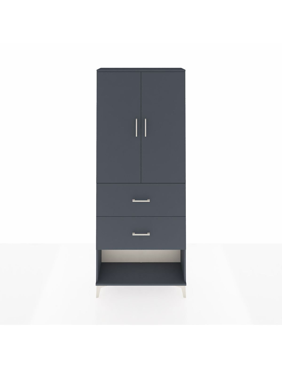 Arges Dolap 2 Raflı 2 Çekmeceli 2 Kapaklı 88x30x221 Antrasit-Antrasit