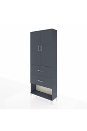 Arges Dolap 2 Raflı 2 Çekmeceli 2 Kapaklı 88x30x221 Antrasit-Antrasit