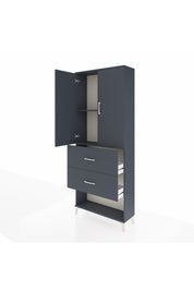 Arges Dolap 2 Raflı 2 Çekmeceli 2 Kapaklı 88x30x221 Antrasit-Antrasit