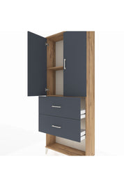 Arges Dolap 2 Raflı 2 Çekmeceli 2 Kapaklı 88x30x221 Çam-Antrasit