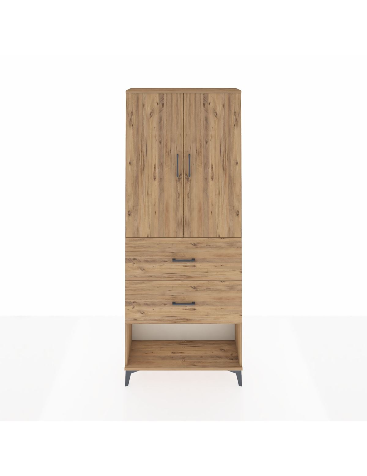 Arges Dolap 2 Raflı 2 Çekmeceli 2 Kapaklı 88x30x221 Çam-Çam