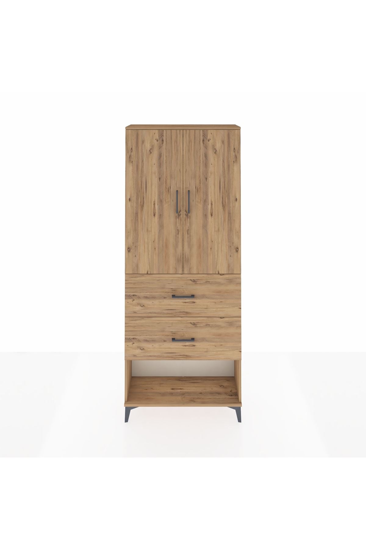 Arges Dolap 2 Raflı 2 Çekmeceli 2 Kapaklı 88x30x221 Çam-Çam