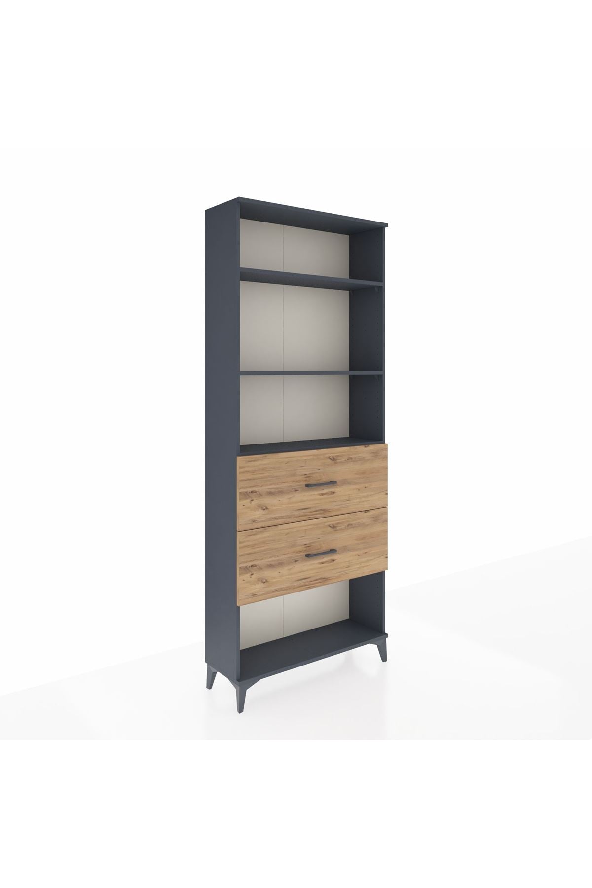 Arges Dolap 3 Raflı 2 Çekmeceli 88x30x221 Antrasit-Çam