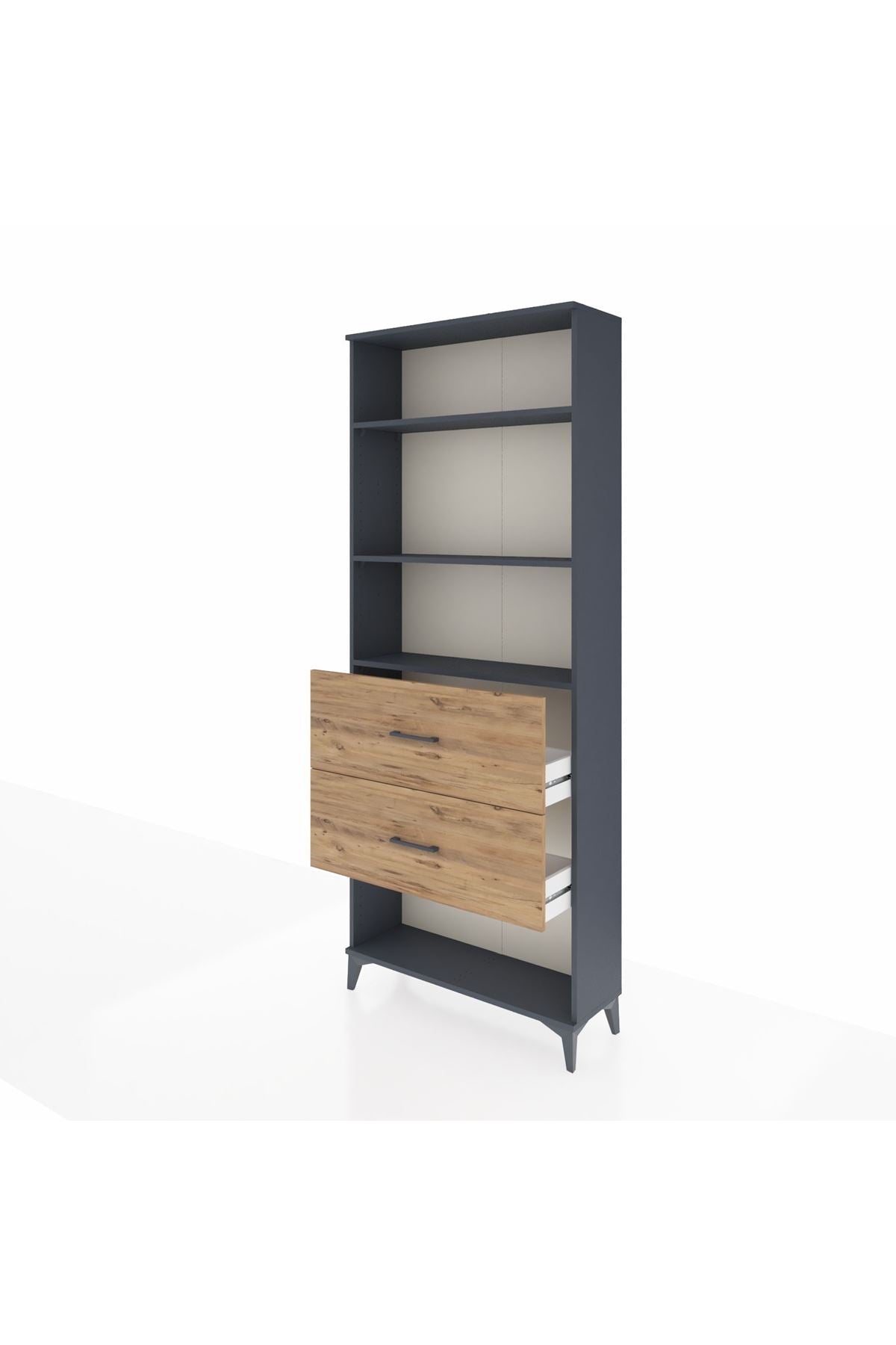 Arges Dolap 3 Raflı 2 Çekmeceli 88x30x221 Antrasit-Çam