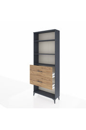 Arges Dolap 3 Raflı 2 Çekmeceli 88x30x221 Antrasit-Çam