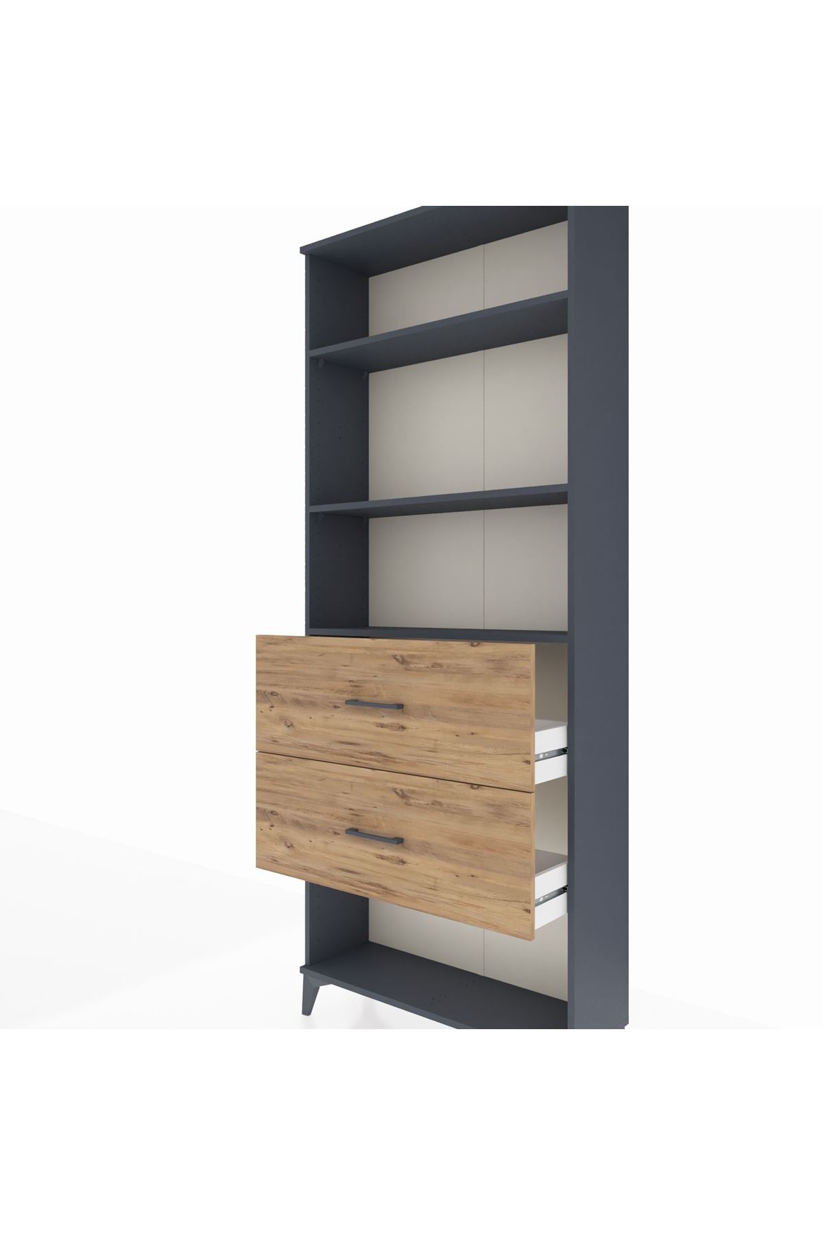 Arges Dolap 3 Raflı 2 Çekmeceli 88x30x221 Antrasit-Çam