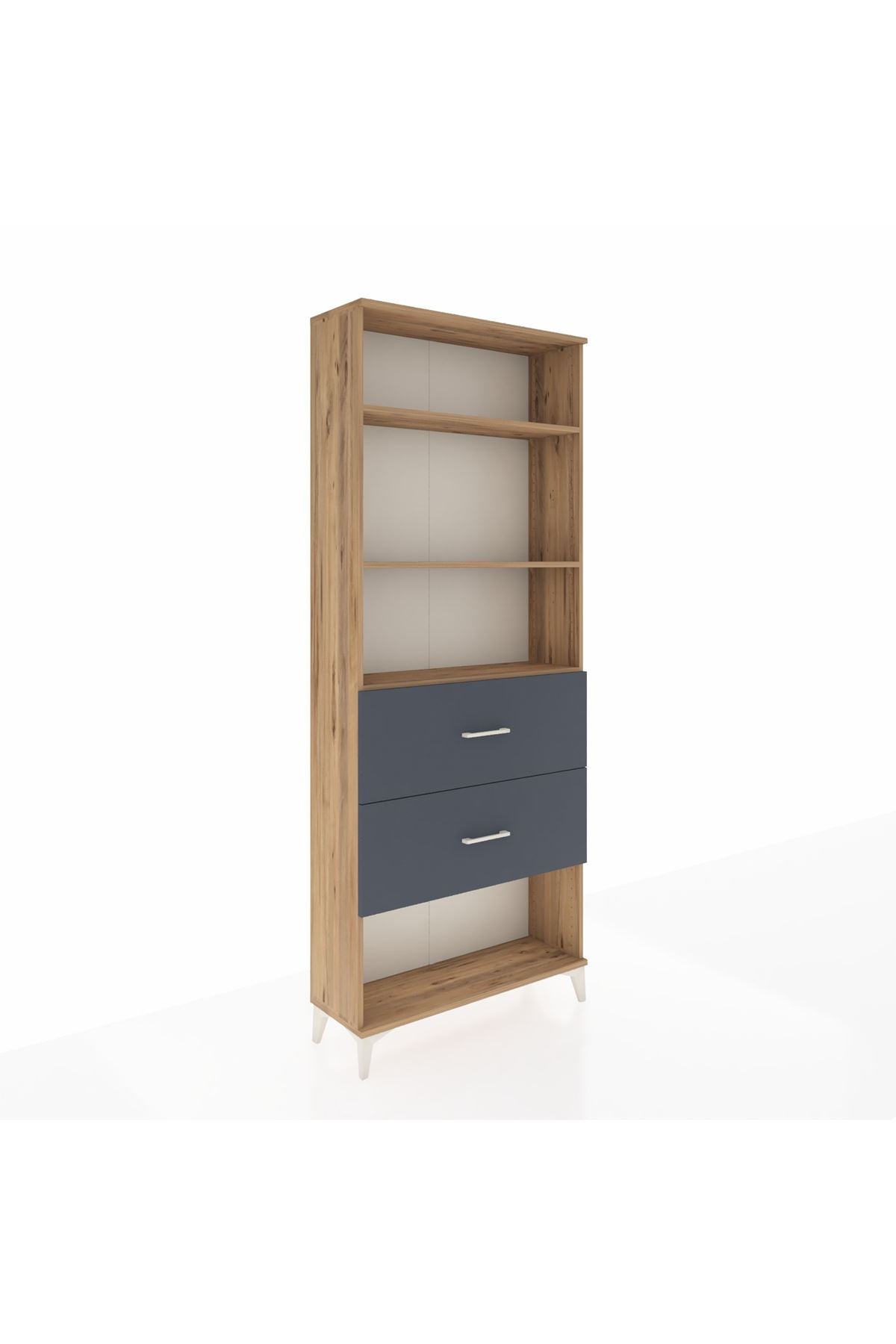 Arges Dolap 3 Raflı 2 Çekmeceli 88x30x221 Çam-Antrasit