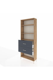 Arges Dolap 3 Raflı 2 Çekmeceli 88x30x221 Çam-Antrasit