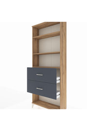 Arges Dolap 3 Raflı 2 Çekmeceli 88x30x221 Çam-Antrasit