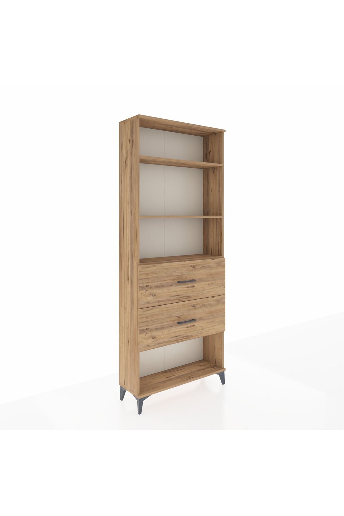 Arges Dolap 3 Raflı 2 Çekmeceli 88x30x221 Çam-Çam