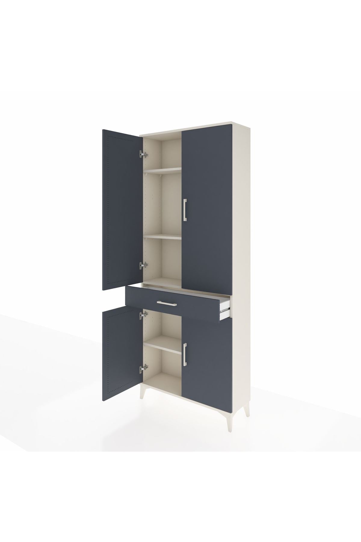 Arges Dolap 4 Raflı Tek Çekmeceli 4 Kapaklı 88x30x221 Aytaşı-Antrasit