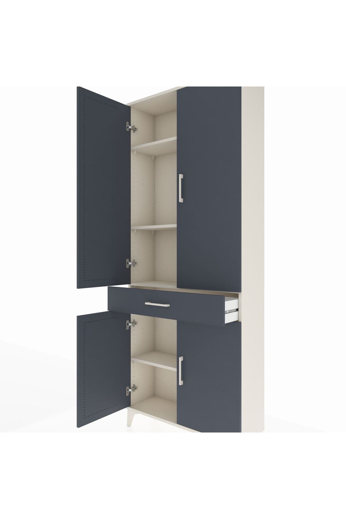 Arges Dolap 4 Raflı Tek Çekmeceli 4 Kapaklı 88x30x221 Aytaşı-Antrasit