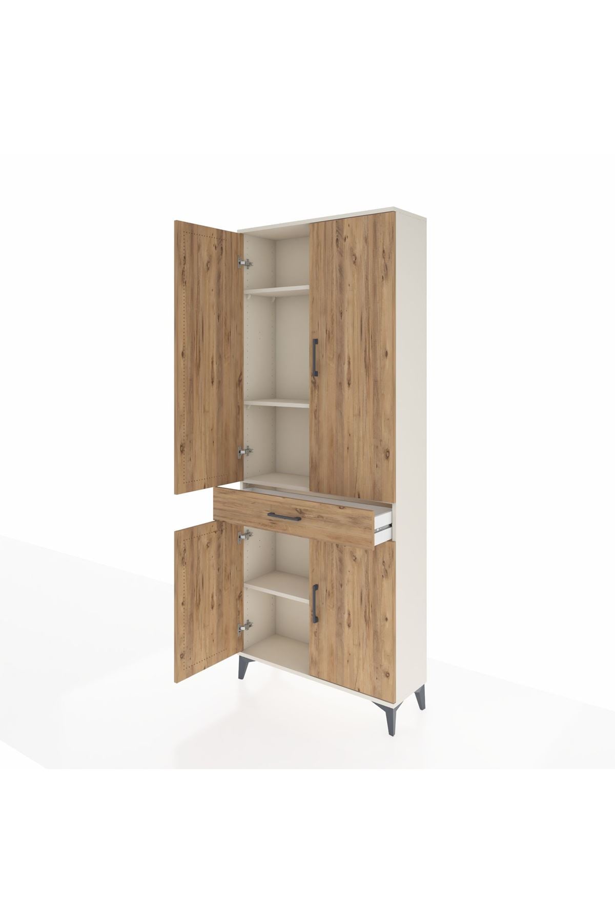 Arges Dolap 4 Raflı Tek Çekmeceli 4 Kapaklı 88x30x221 Aytaşı-Çam