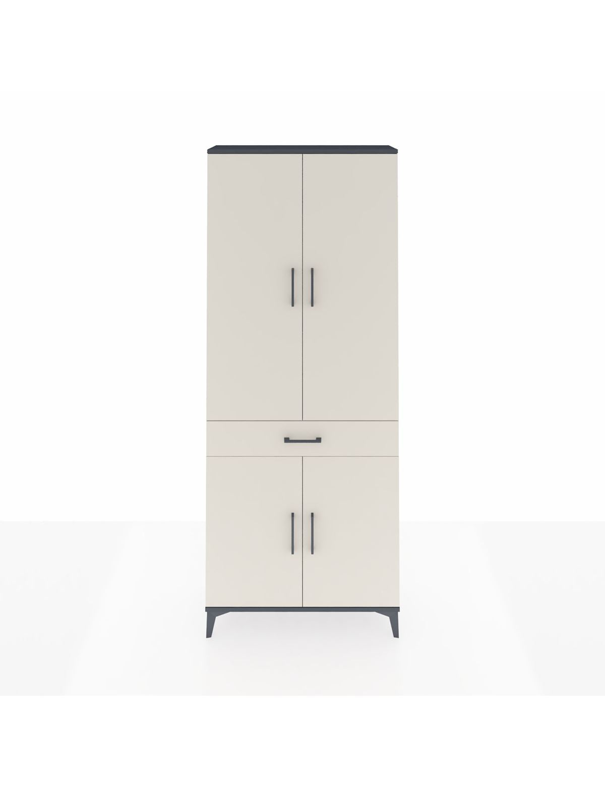 Arges Dolap 4 Raflı Tek Çekmeceli 4 Kapaklı 88x30x221 Antrasit-Aytaşı