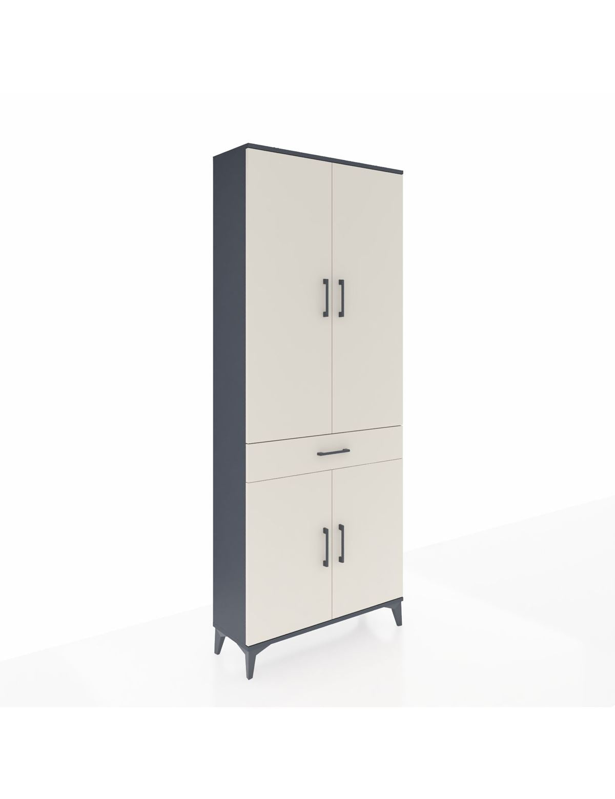Arges Dolap 4 Raflı Tek Çekmeceli 4 Kapaklı 88x30x221 Antrasit-Aytaşı