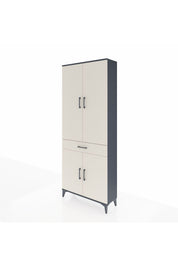 Arges Dolap 4 Raflı Tek Çekmeceli 4 Kapaklı 88x30x221 Antrasit-Aytaşı