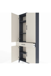 Arges Dolap 4 Raflı Tek Çekmeceli 4 Kapaklı 88x30x221 Antrasit-Aytaşı