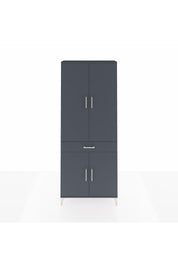 Arges Dolap 4 Raflı Tek Çekmeceli 4 Kapaklı 88x30x221 Antrasit-Antrasit