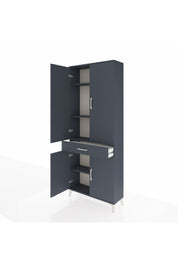 Arges Dolap 4 Raflı Tek Çekmeceli 4 Kapaklı 88x30x221 Antrasit-Antrasit