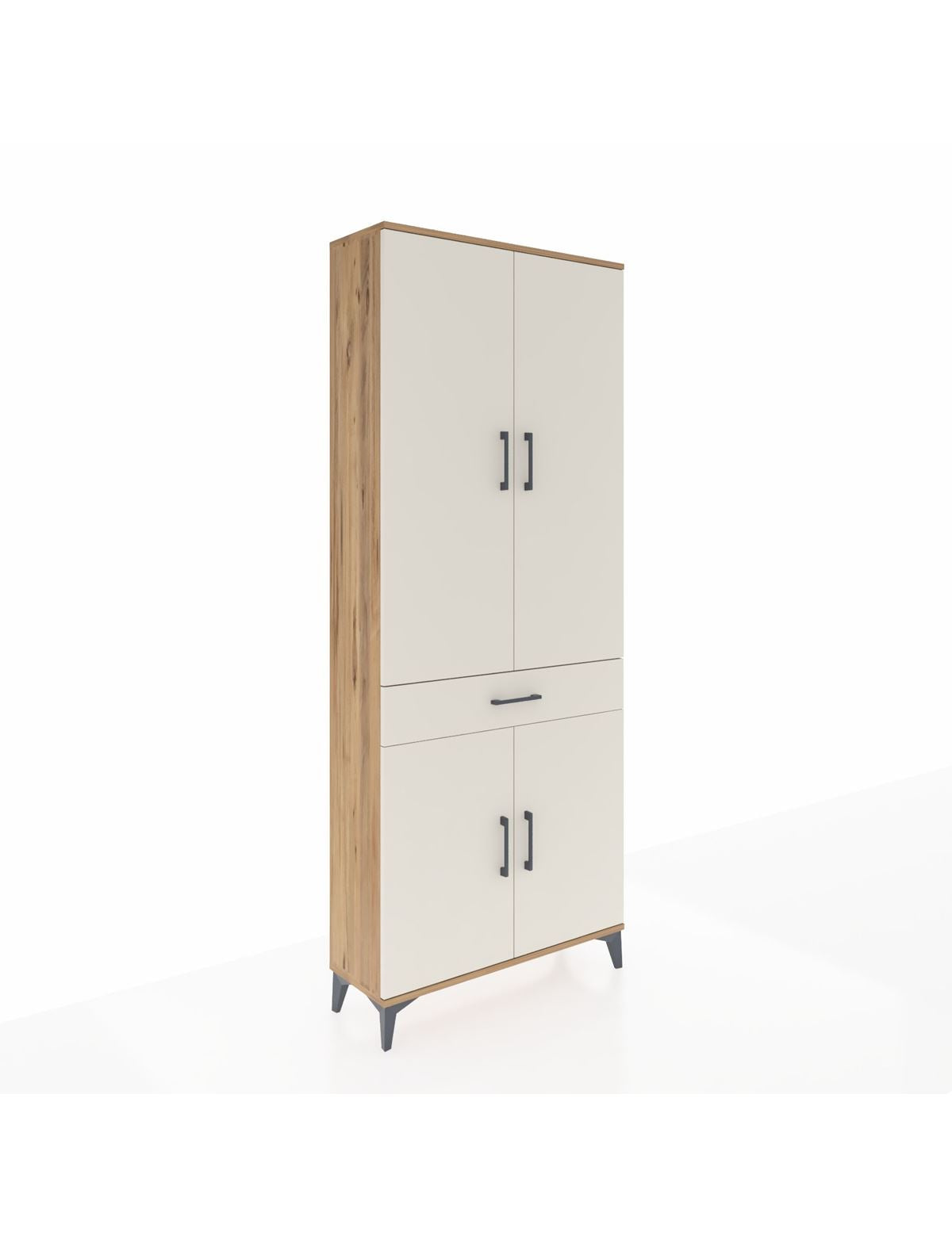 Arges Dolap 4 Raflı Tek Çekmeceli 4 Kapaklı 88x30x221 Çam-Aytaşı