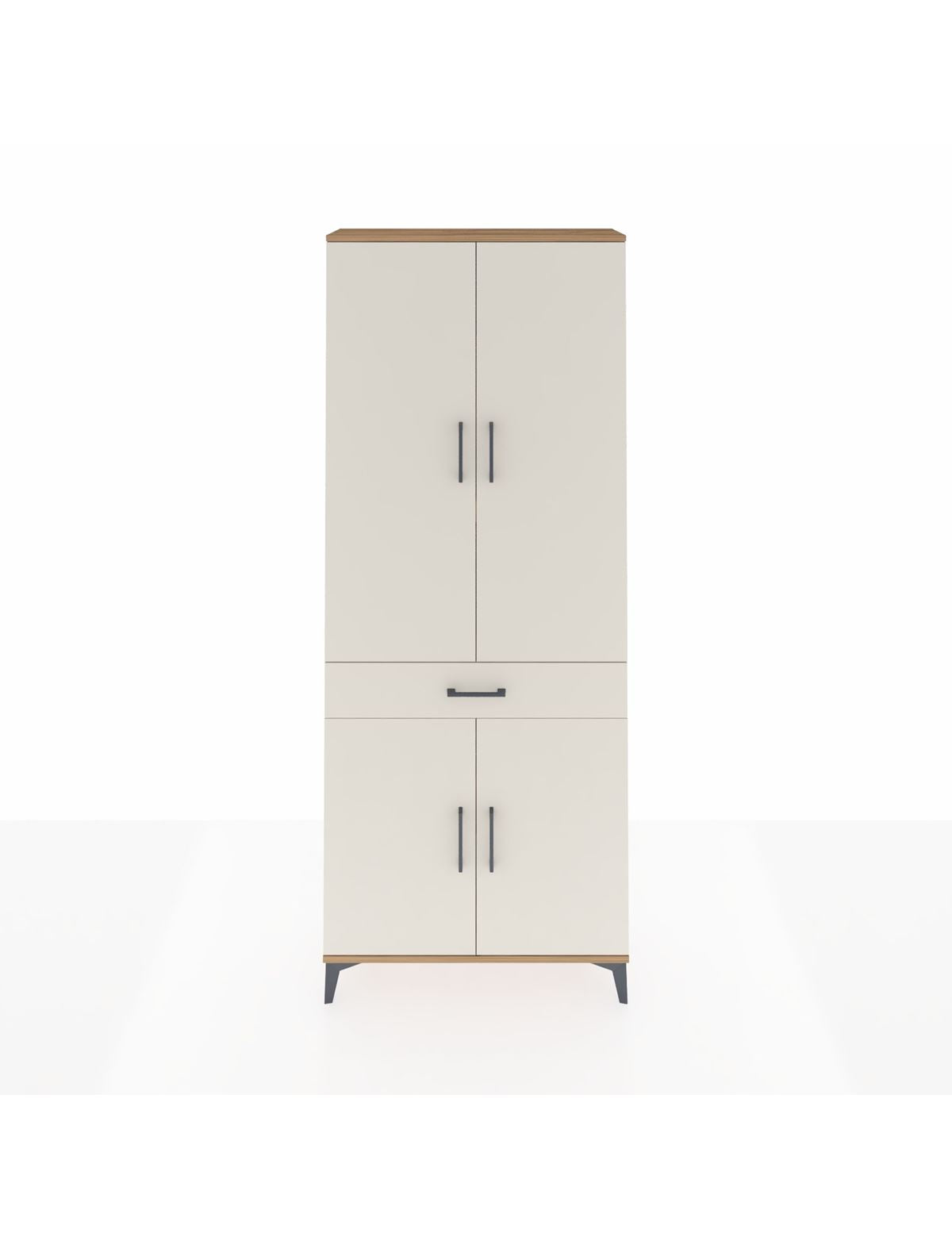 Arges Dolap 4 Raflı Tek Çekmeceli 4 Kapaklı 88x30x221 Çam-Aytaşı