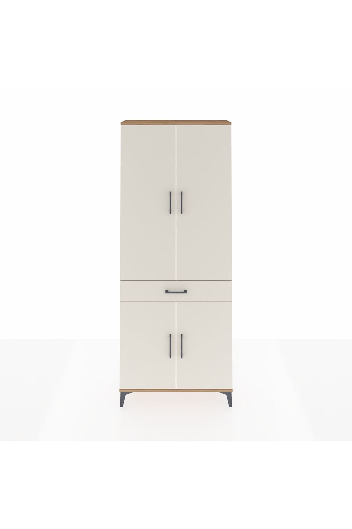 Arges Dolap 4 Raflı Tek Çekmeceli 4 Kapaklı 88x30x221 Çam-Aytaşı