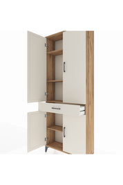 Arges Dolap 4 Raflı Tek Çekmeceli 4 Kapaklı 88x30x221 Çam-Aytaşı