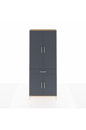 Arges Dolap 4 Raflı Tek Çekmeceli 4 Kapaklı 88x30x221 Çam-Antrasit