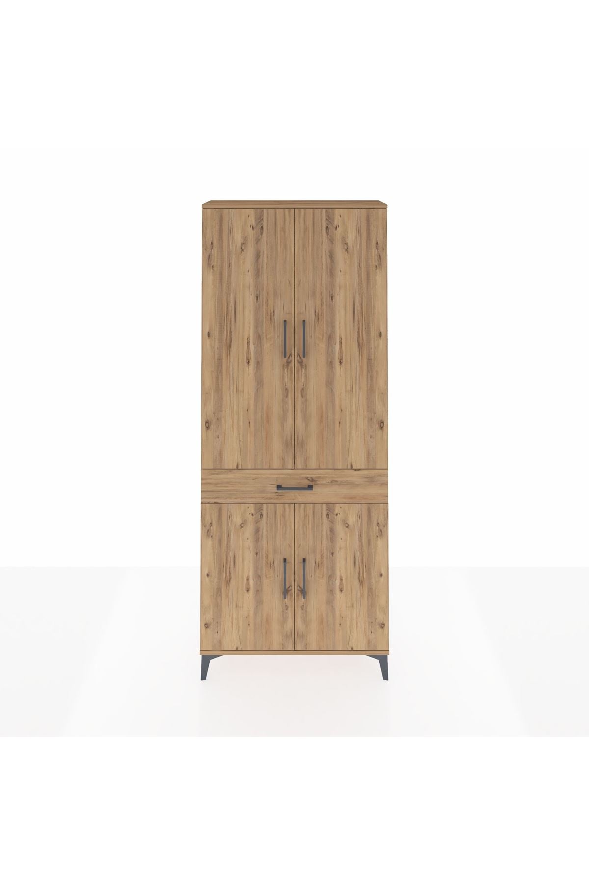 Arges Dolap 4 Raflı Tek Çekmeceli 4 Kapaklı 88x30x221 Çam-Çam