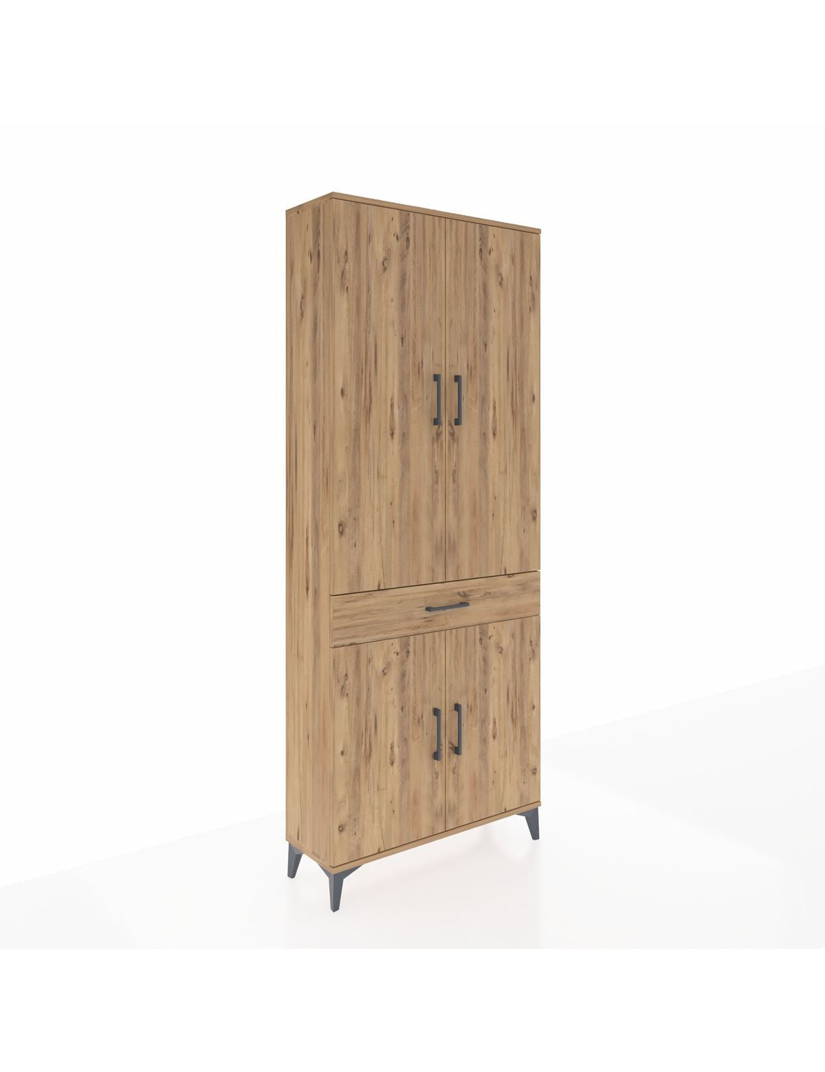 Arges Dolap 4 Raflı Tek Çekmeceli 4 Kapaklı 88x30x221 Çam-Çam