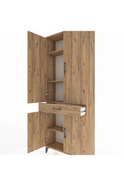 Arges Dolap 4 Raflı Tek Çekmeceli 4 Kapaklı 88x30x221 Çam-Çam