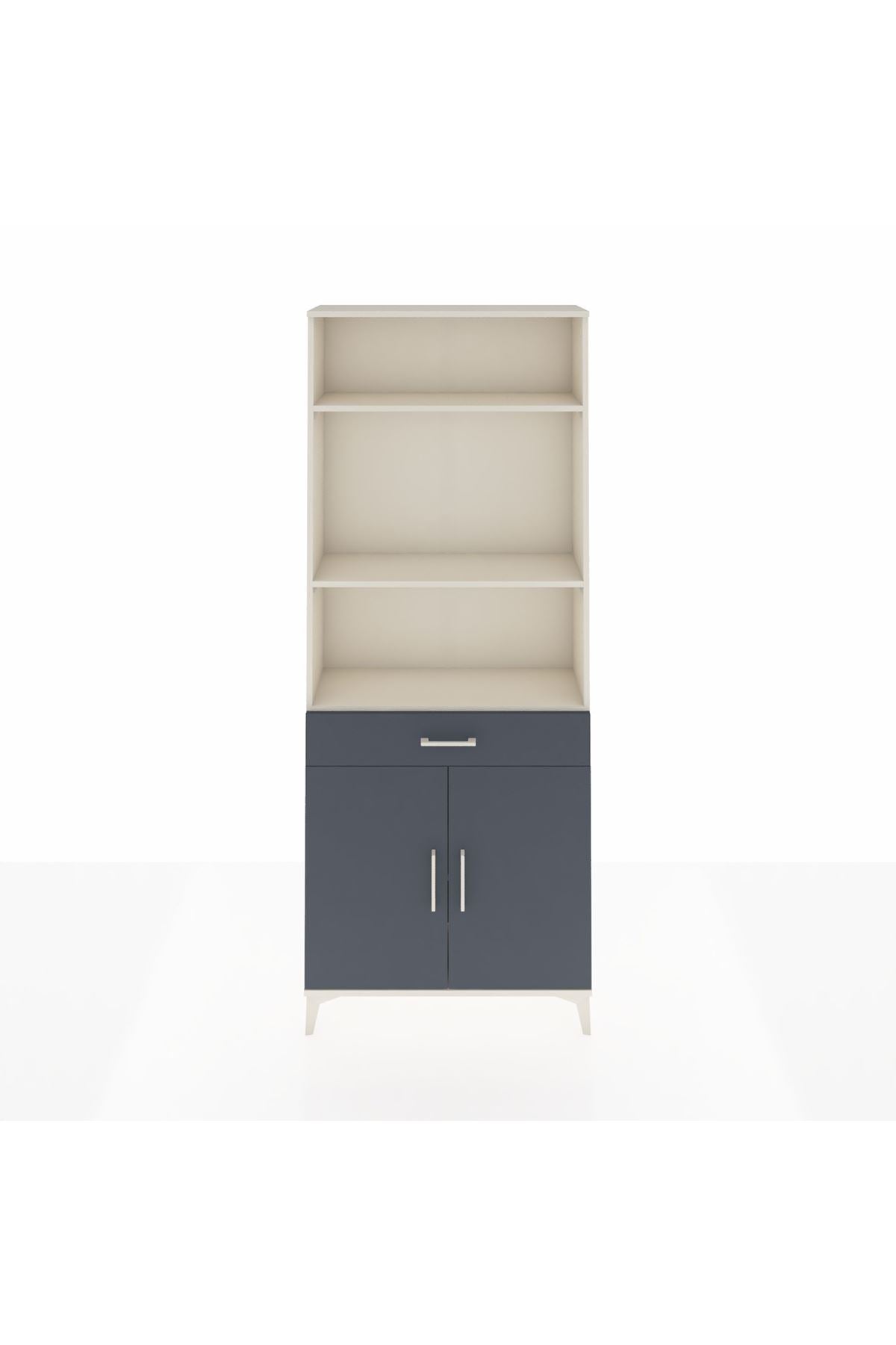 Arges Dolap 4 Raflı Tek Çekmeceli 2 Kapaklı 88x30x221 Aytaşı-Antrasit