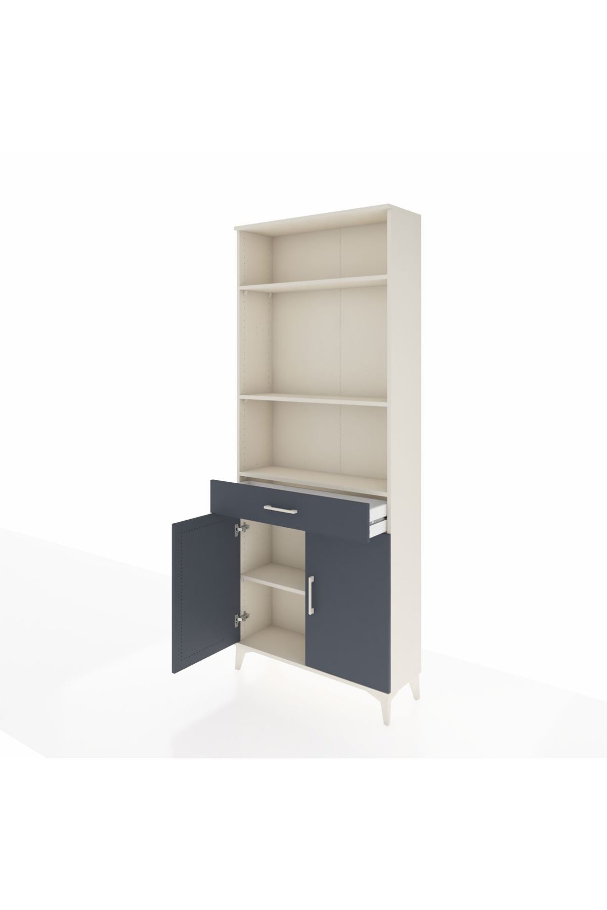 Arges Dolap 4 Raflı Tek Çekmeceli 2 Kapaklı 88x30x221 Aytaşı-Antrasit