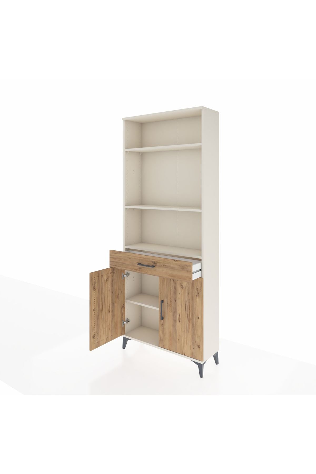 Arges Dolap 4 Raflı Tek Çekmeceli 2 Kapaklı 88x30x221 Aytaşı-Çam