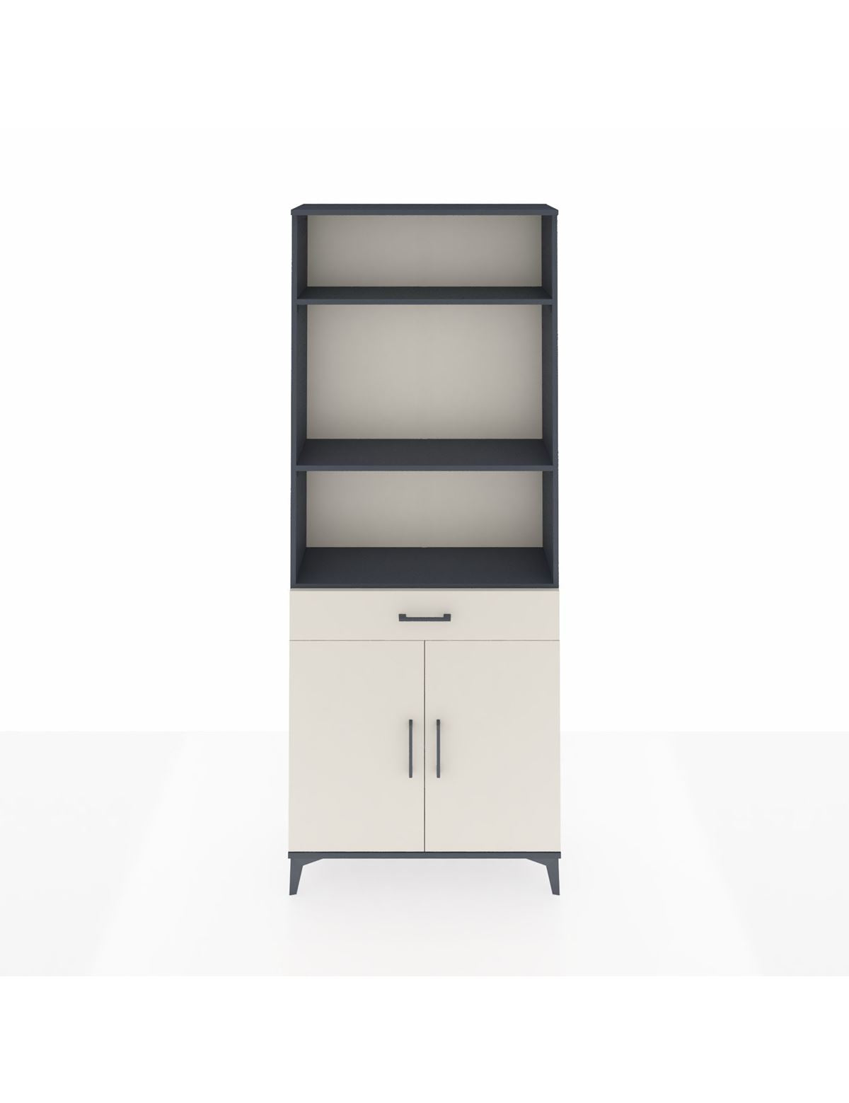 Arges Dolap 4 Raflı Tek Çekmeceli 2 Kapaklı 88x30x221 Antrasit-Aytaşı