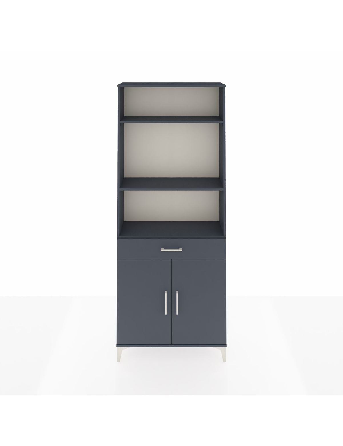 Arges Dolap 4 Raflı Tek Çekmeceli 2 Kapaklı 88x30x221 Antrasit-Antrasit