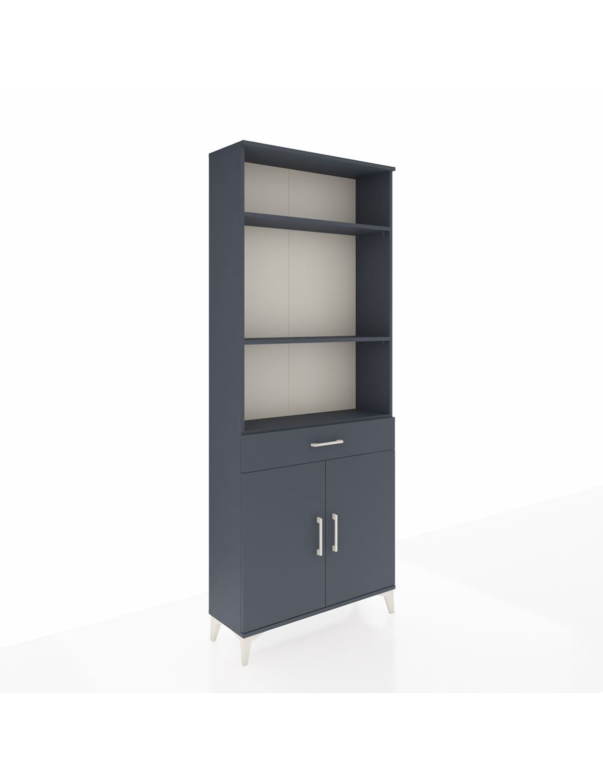 Arges Dolap 4 Raflı Tek Çekmeceli 2 Kapaklı 88x30x221 Antrasit-Antrasit