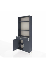 Arges Dolap 4 Raflı Tek Çekmeceli 2 Kapaklı 88x30x221 Antrasit-Antrasit