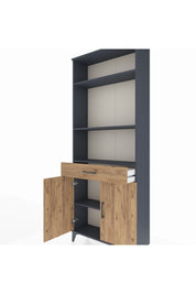 Arges Dolap 4 Raflı Tek Çekmeceli 2 Kapaklı 88x30x221 Antrasit-Çam