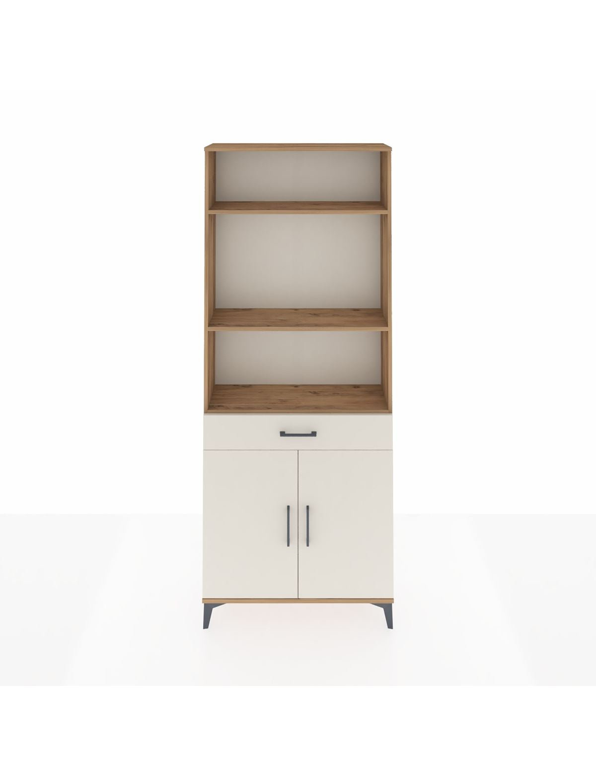 Arges Dolap 4 Raflı Tek Çekmeceli 2 Kapaklı 88x30x221 Çam-Aytaşı