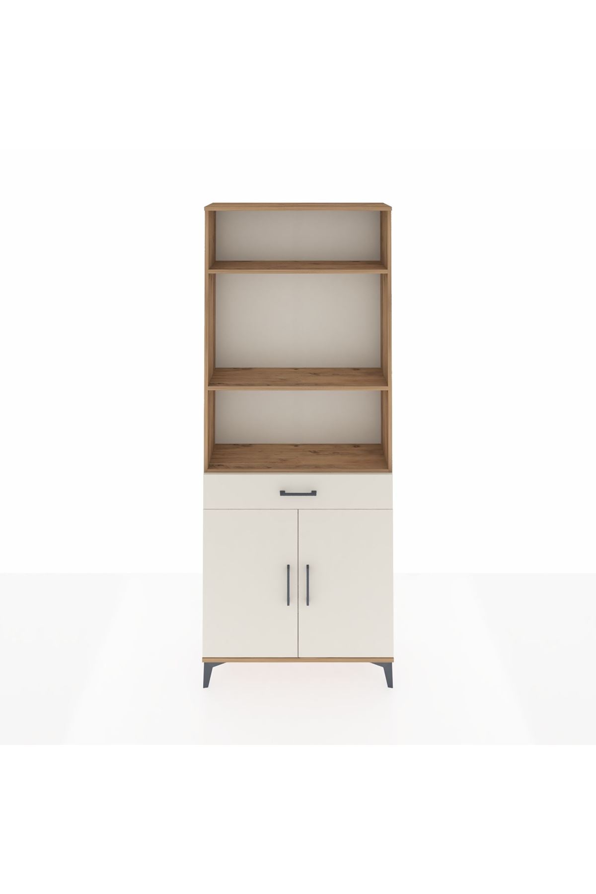 Arges Dolap 4 Raflı Tek Çekmeceli 2 Kapaklı 88x30x221 Çam-Aytaşı