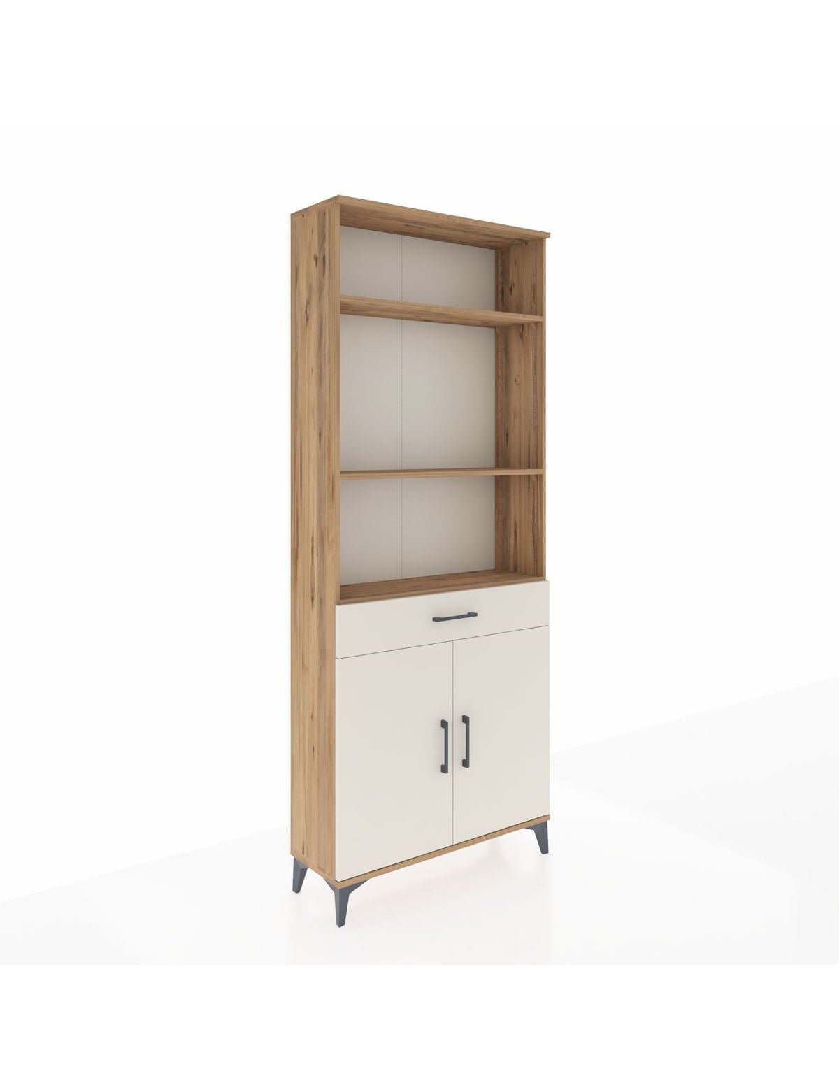 Arges Dolap 4 Raflı Tek Çekmeceli 2 Kapaklı 88x30x221 Çam-Aytaşı