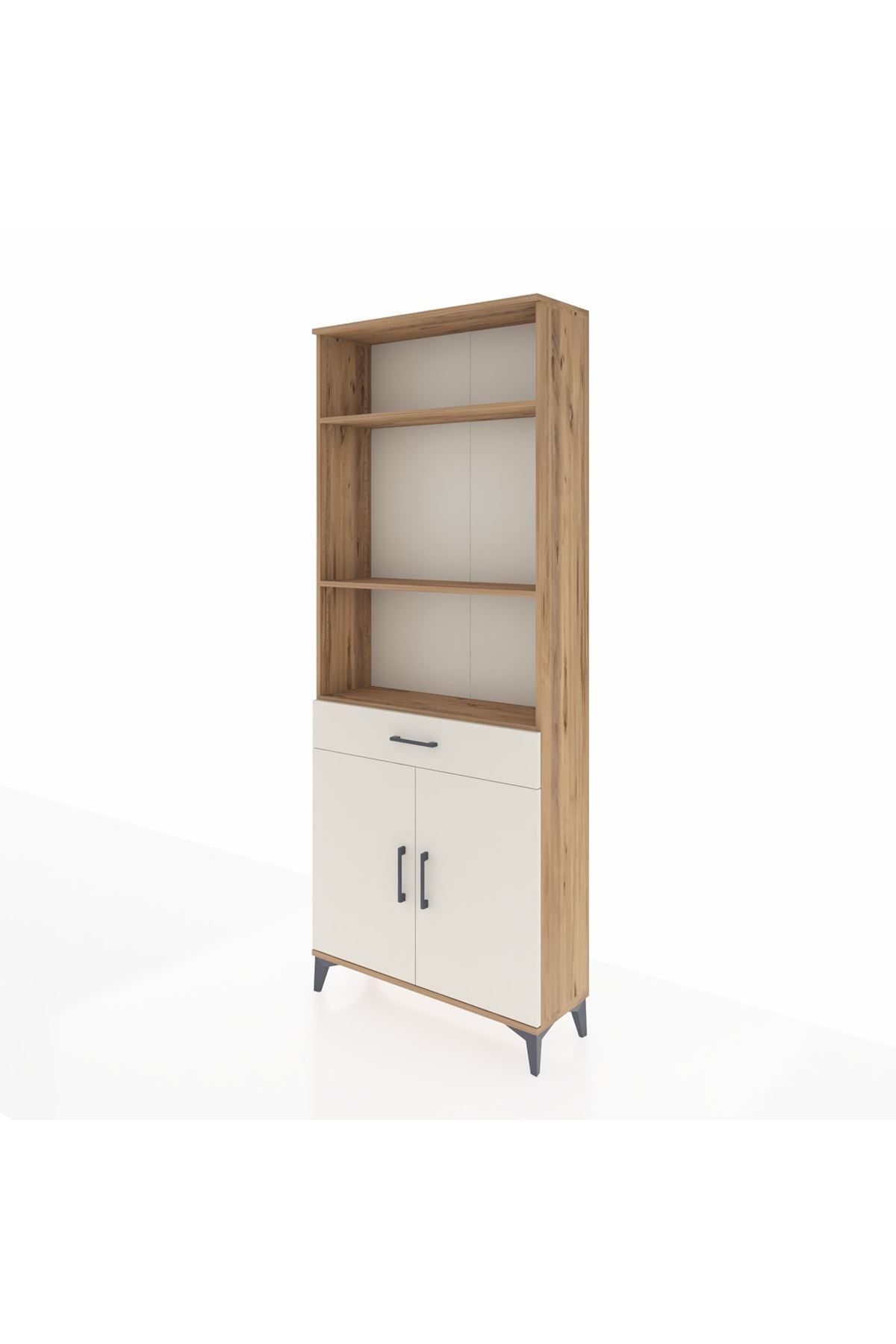 Arges Dolap 4 Raflı Tek Çekmeceli 2 Kapaklı 88x30x221 Çam-Aytaşı