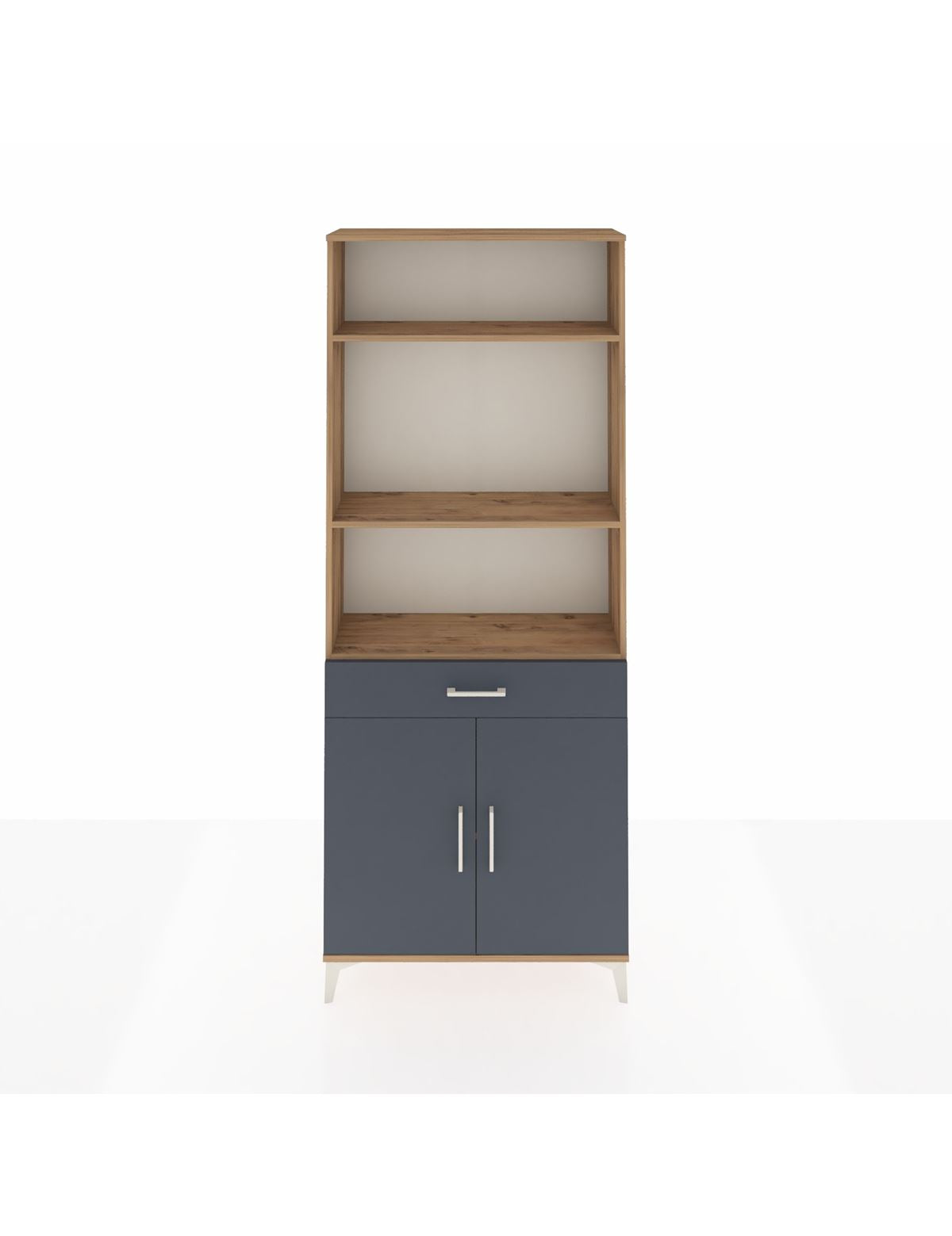 Arges Dolap 4 Raflı Tek Çekmeceli 2 Kapaklı 88x30x221 Çam-Antrasit