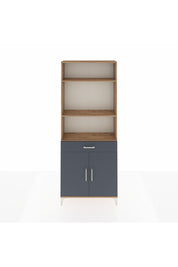 Arges Dolap 4 Raflı Tek Çekmeceli 2 Kapaklı 88x30x221 Çam-Antrasit