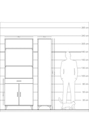 Arges Dolap 4 Raflı Tek Çekmeceli 2 Kapaklı 88x30x221 Çam-Aytaşı