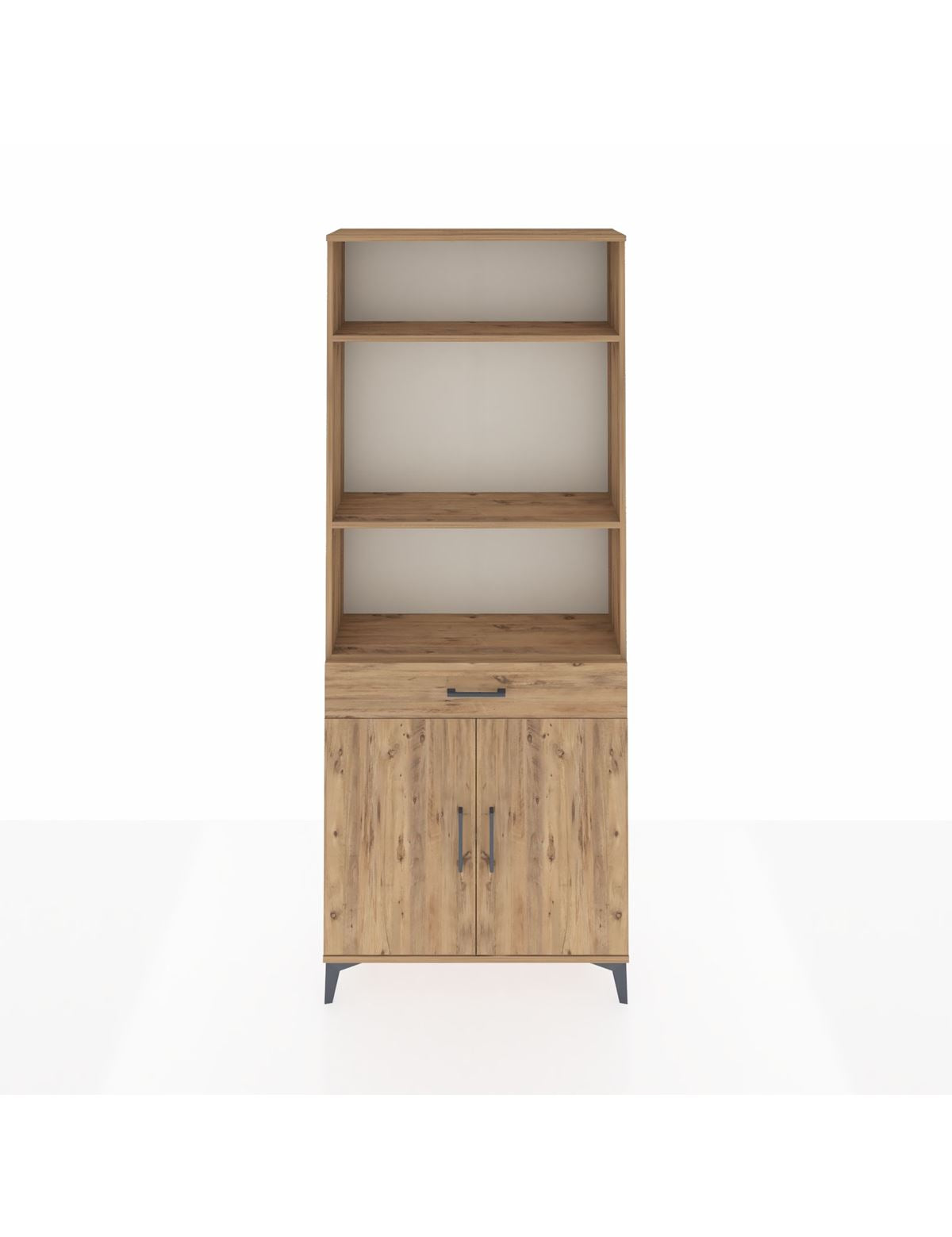 Arges Dolap 4 Raflı Tek Çekmeceli 2 Kapaklı 88x30x221 Çam-Çam