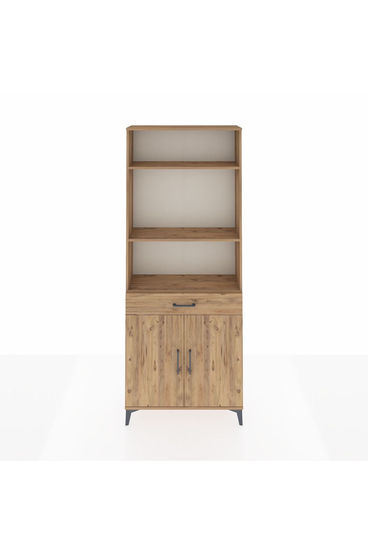 Arges Dolap 4 Raflı Tek Çekmeceli 2 Kapaklı 88x30x221 Çam-Çam