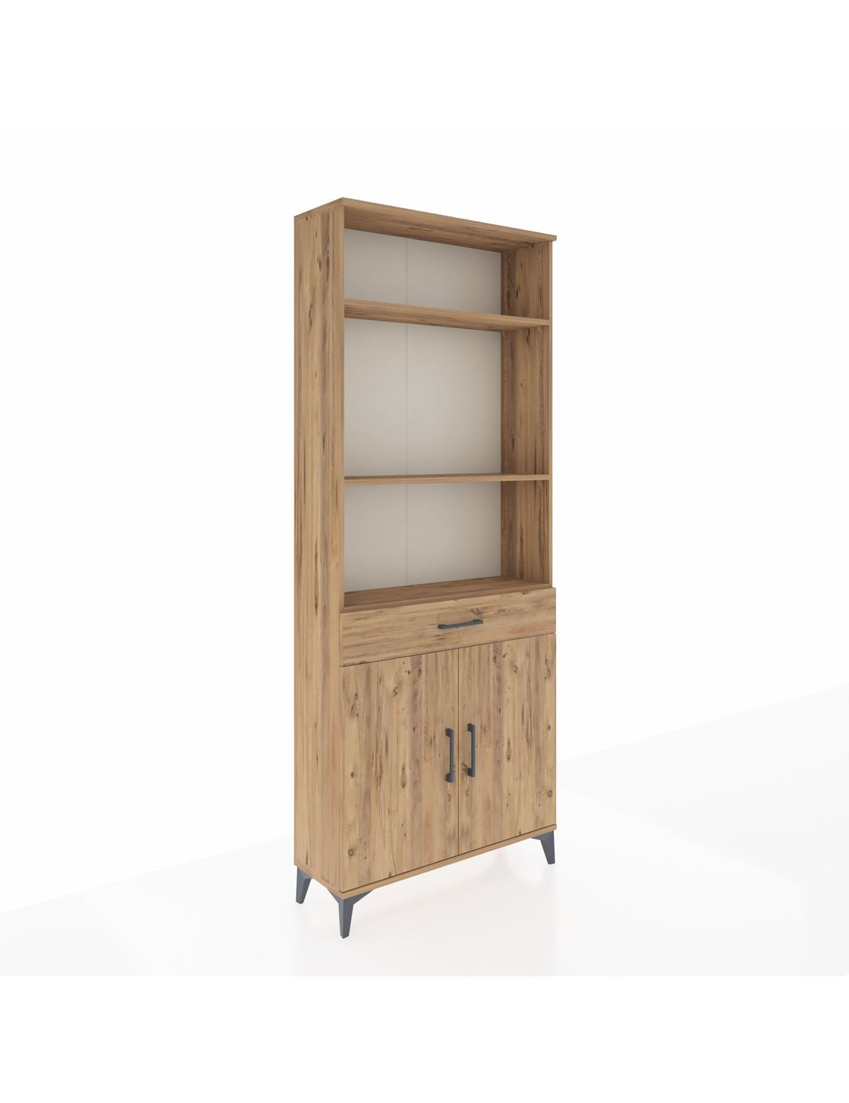 Arges Dolap 4 Raflı Tek Çekmeceli 2 Kapaklı 88x30x221 Çam-Çam