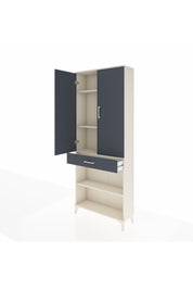 Arges Dolap 4 Raflı Tek Çekmeceli 2 Kapaklı 88x30x221 Aytaşı-Antrasit